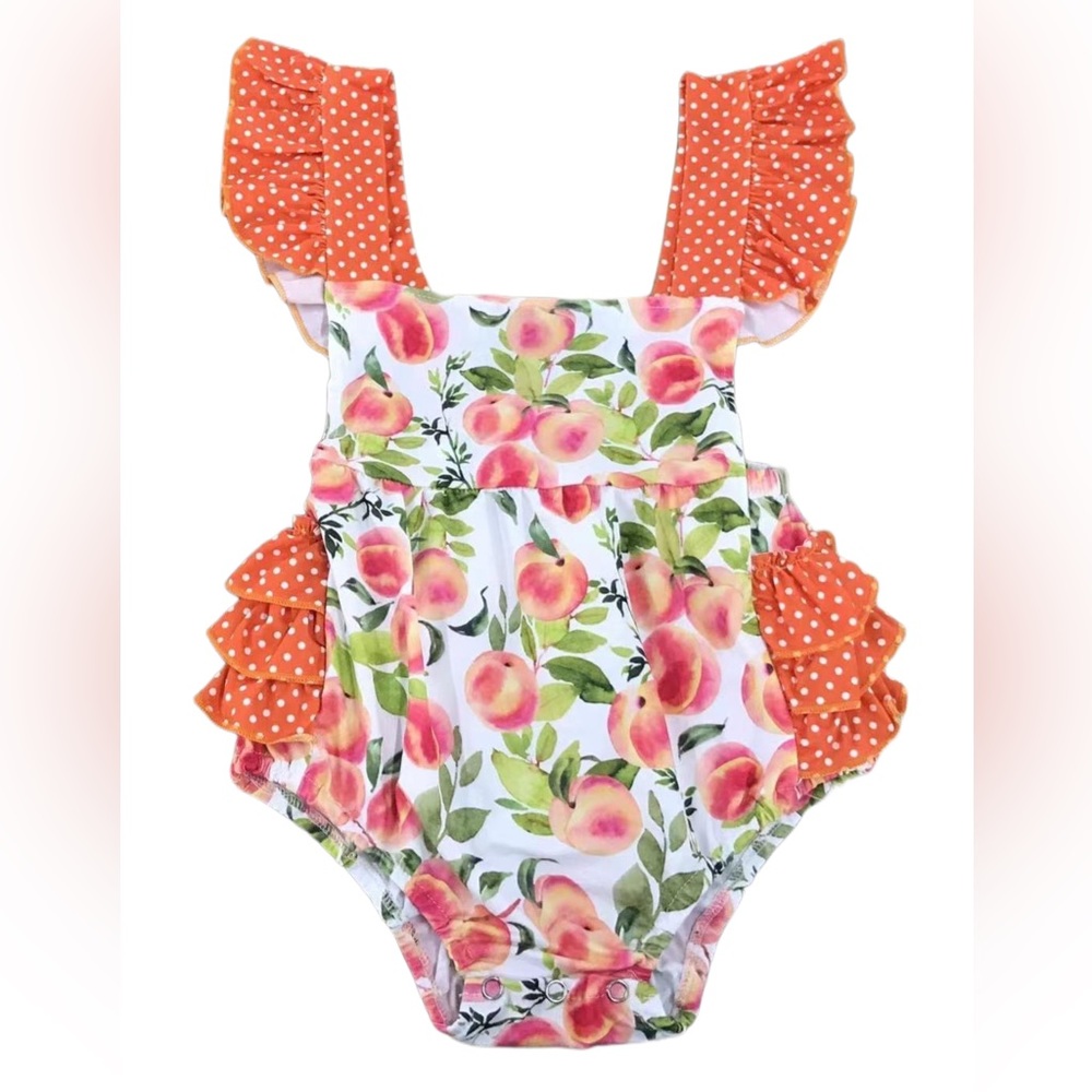 Peach Ruffle Bubble Romper